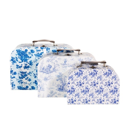 Sass & Belle, storage boxes Blue and white floral, set of 3
