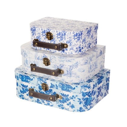 Sass & Belle, storage boxes Blue and white floral, set of 3