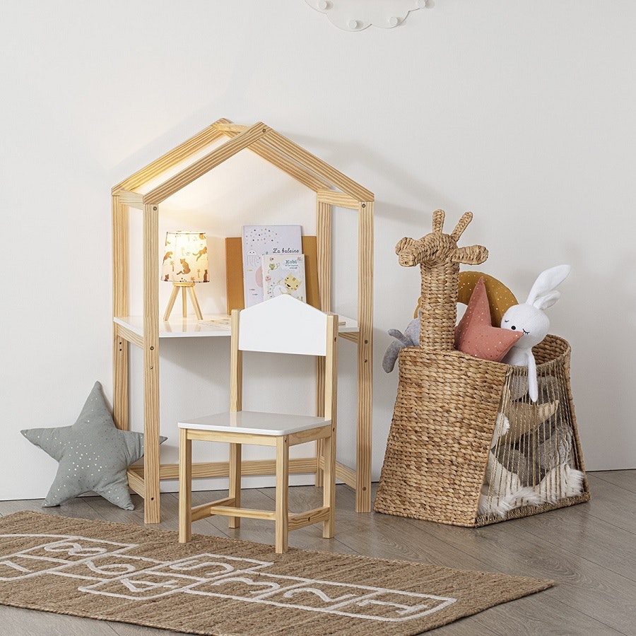Wooden chair for the children's room, white / nature 