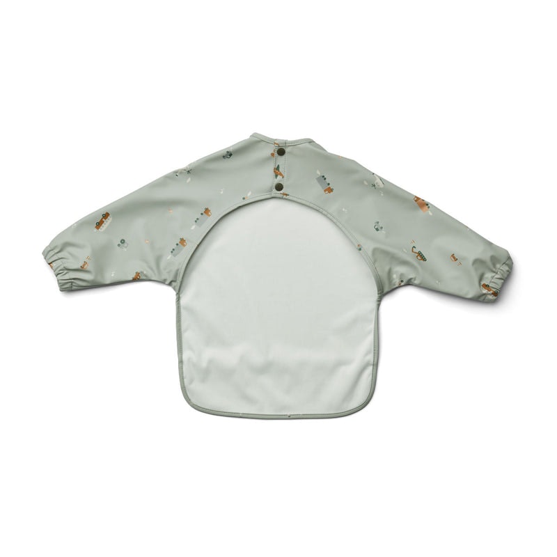 Liewood, Merle bib with sleeves, Vehicles dove blue mix 