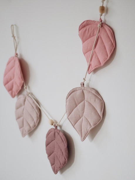 Moi Mili, linen garland leaves, Pink 