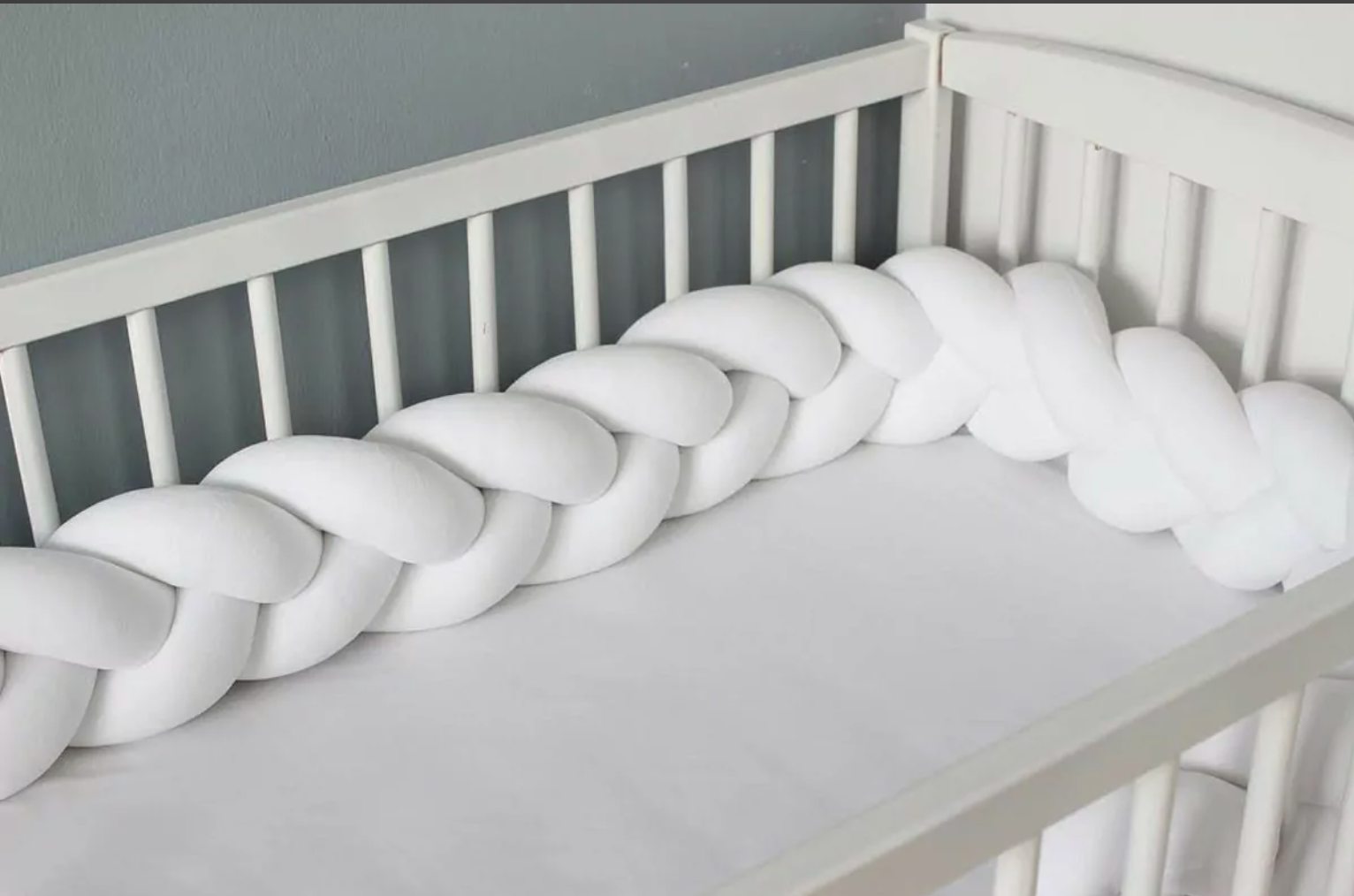 Bed bumper braided, White 