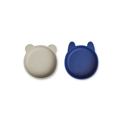 Liewood, 2-pack silicone bowls Vanessa, Mist surf blue mix