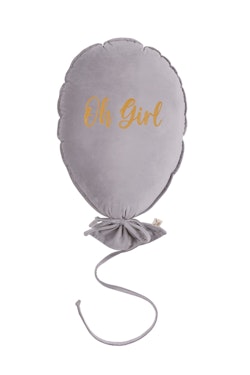 Väggdekoration och kudde i sammet, Oh girl-silvergrå