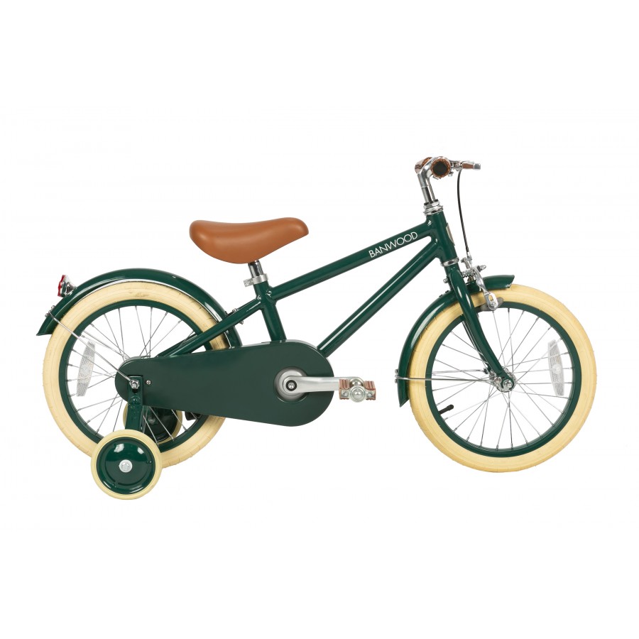 Banwood, grön barncykel med stödhjul, Classic 