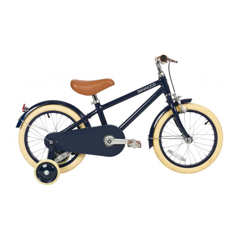 Banwood, blue children's bicycle with support wheels, Classic 