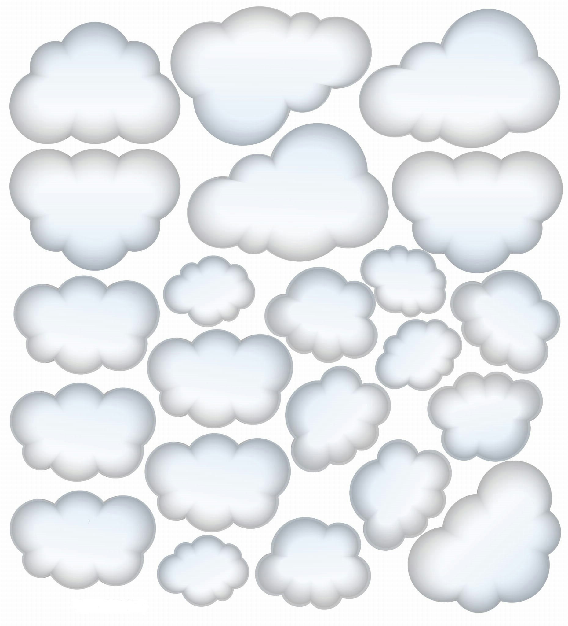 Babylove, white clouds wallstickers 22 pcs. 