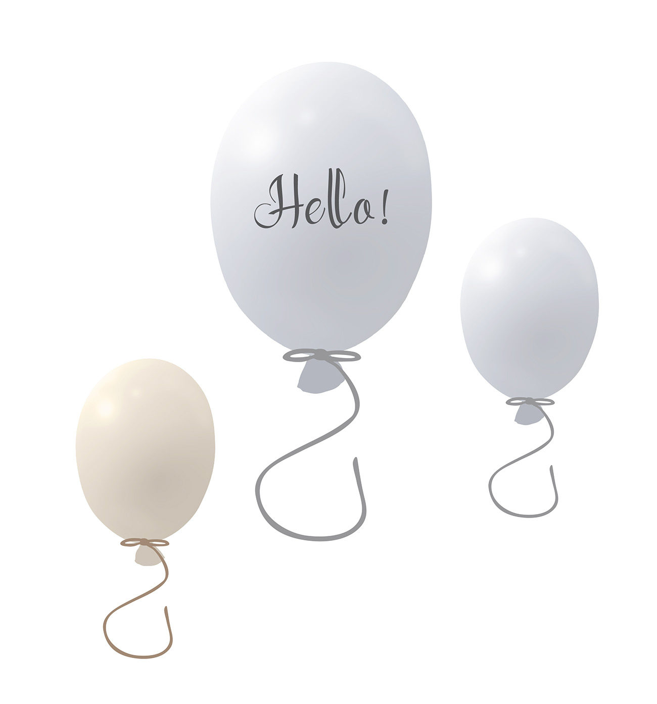 Väggklistermärke partyballonger 3-pack, grey 