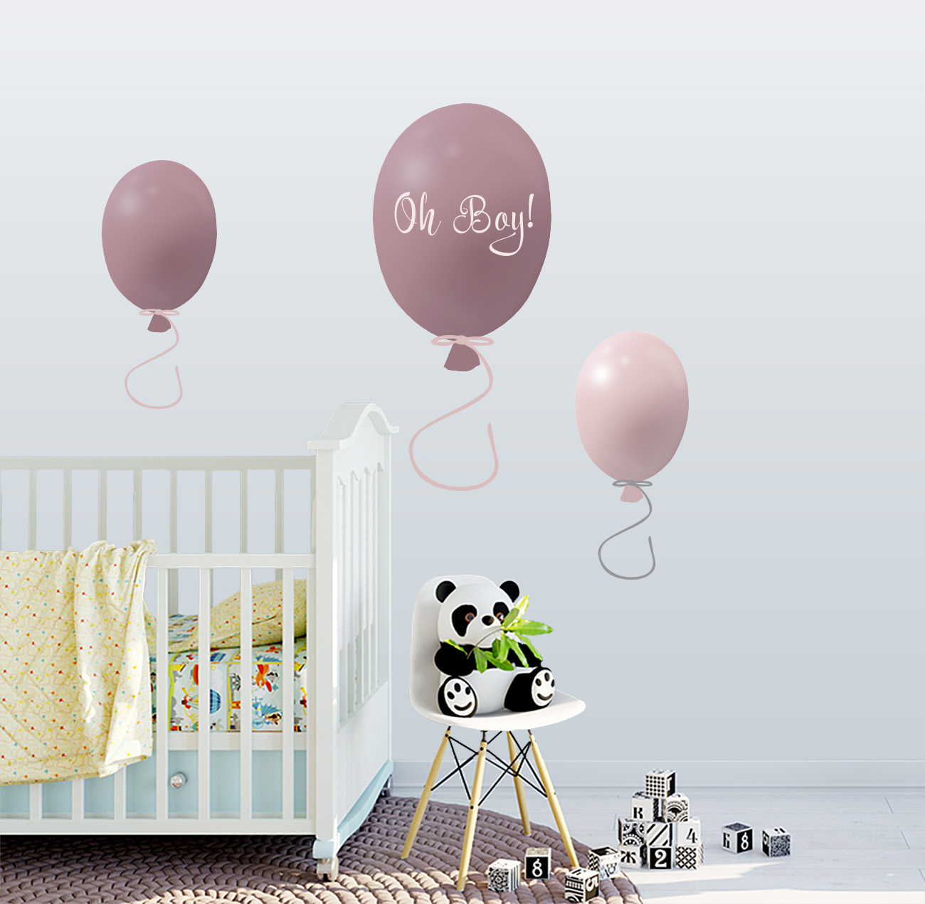 Wall sticker party balloons set of 3, dusty pink Wall sticker party balloons set of 3, dusty pink