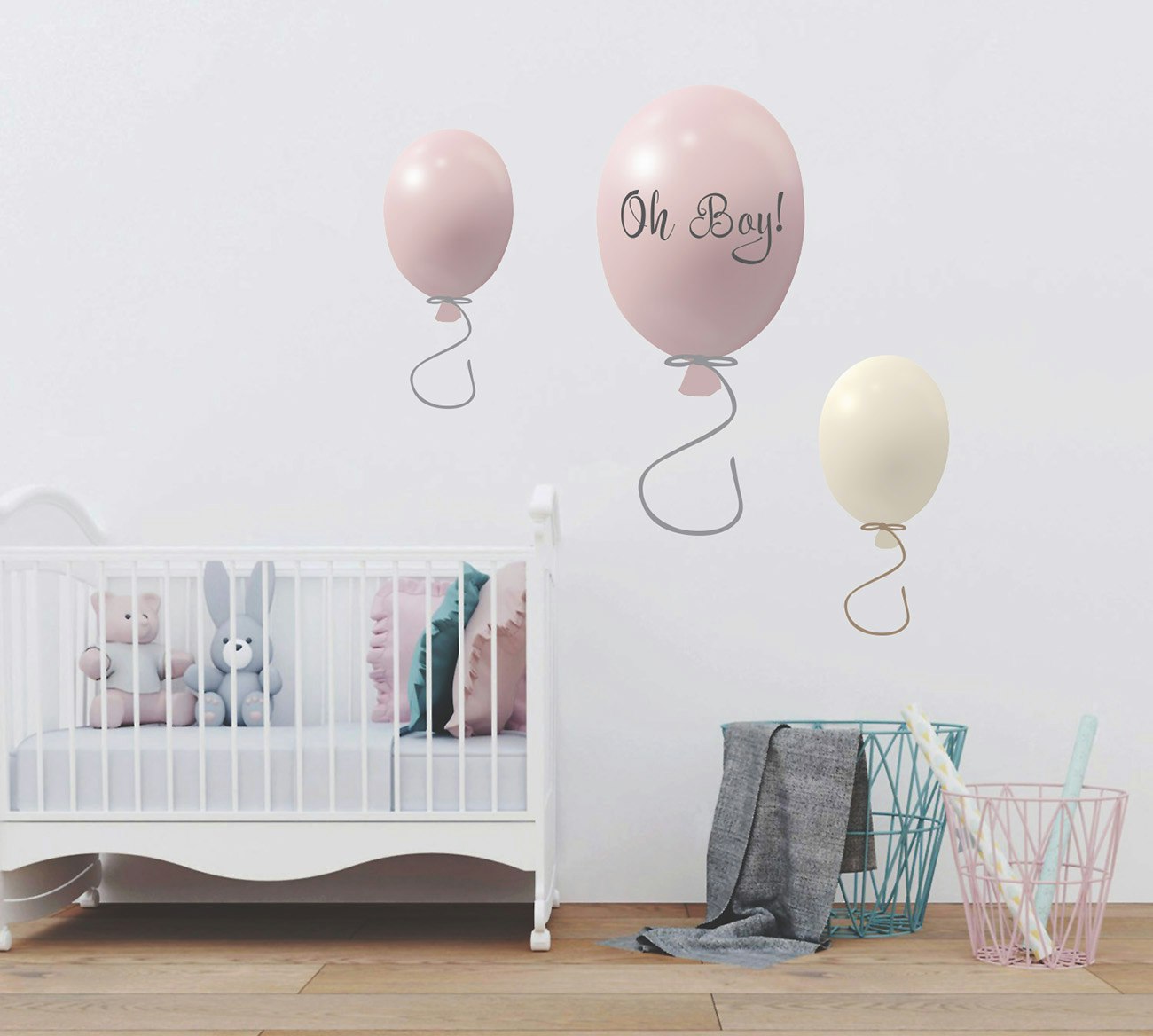 Wall sticker party balloons set of 3, powder rose Wall sticker party balloons set of 3, powder rose