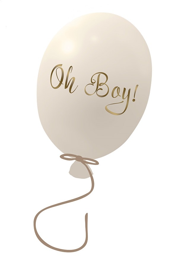Väggklistermärke partyballong Oh boy, cream Väggklistermärke i form av en cream partyballong med texten Oh boy