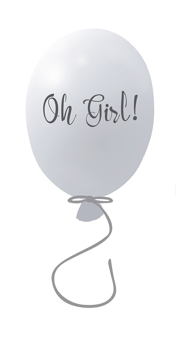 Wall sticker party balloon Oh girl, grey Wall sticker party balloon Oh girl, grey