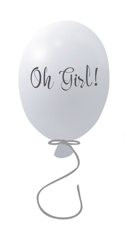 Väggklistermärke partyballong Oh girl, grey
