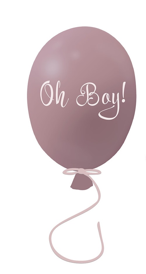 Wall sticker party balloon Oh boy, dusty pink