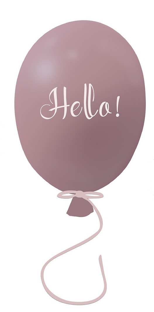 Väggklistermärke partyballong Hello, dusty pink Väggklistermärke i form av en puderrosa partyballong med texten Hello