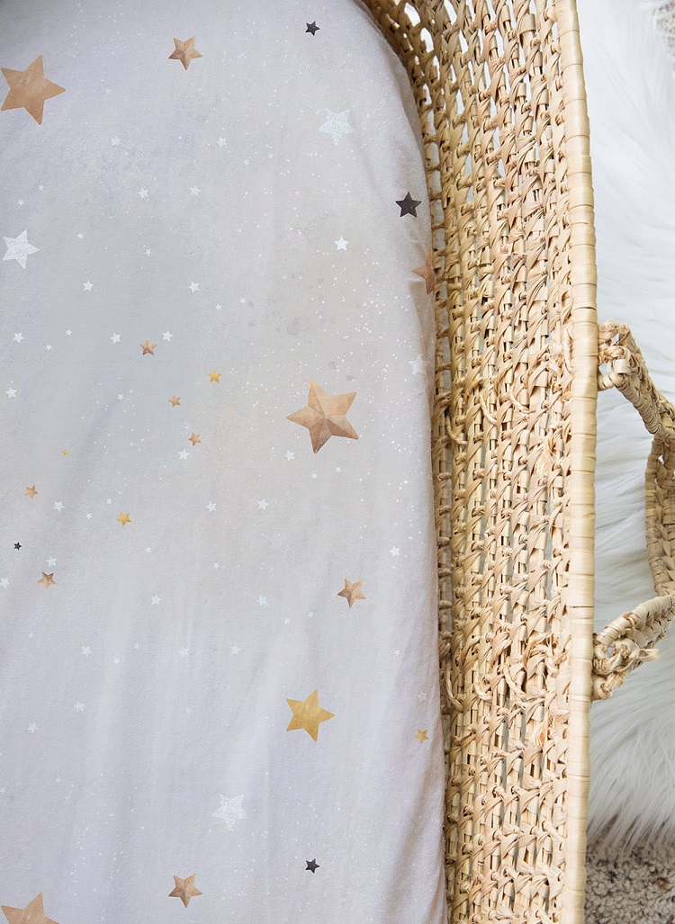 Fitted sheet for pram / cradle, Stars 