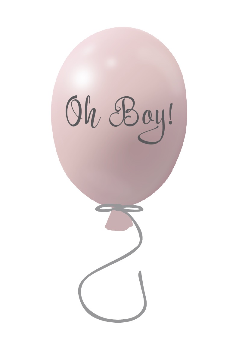 Väggklistermärke partyballong Oh boy, powder rose Väggklistermärke i form av en rosa partyballong med texten Oh boy