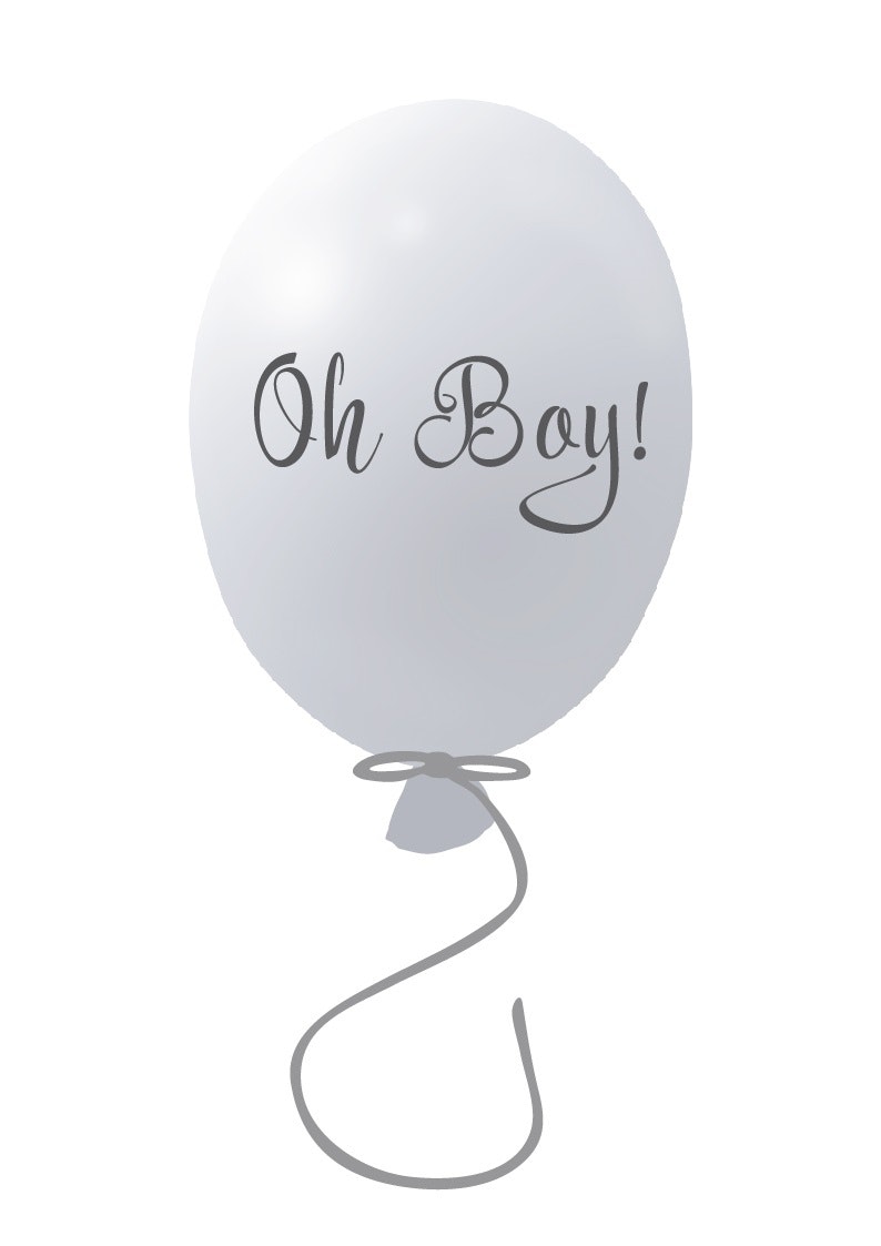 Väggklistermärke partyballong Oh boy, grey Väggklistermärke i form av en grå partyballong med texten Oh boy