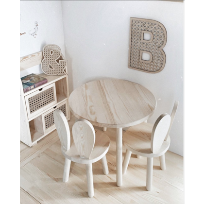 Nature furniture set for children, two rabbit chairs and table