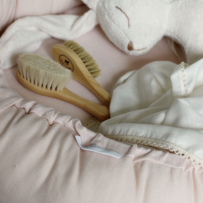 Cotton & Sweets , powder pink classic baby nest in 100% linen 