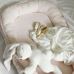 Cotton & Sweets, puderrosa klassisk babynest i 100 % linne