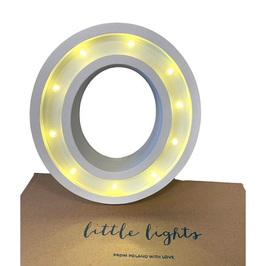 Little Lights, Nattlampa till barnrummet, Mini vit bokstav O 