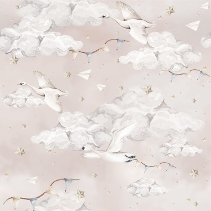 Dekornik, wallpaper Magic Swans Pink