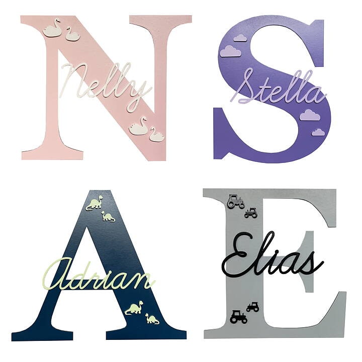 Personalized wall letter with figures - wall decoration 