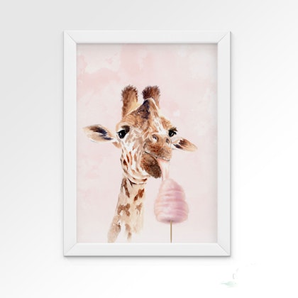 Dekorillo, poster till barnrummet, Giraff rosa