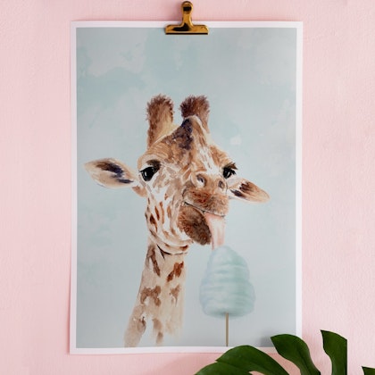 Dekorillo, poster till barnrummet, Giraff mint