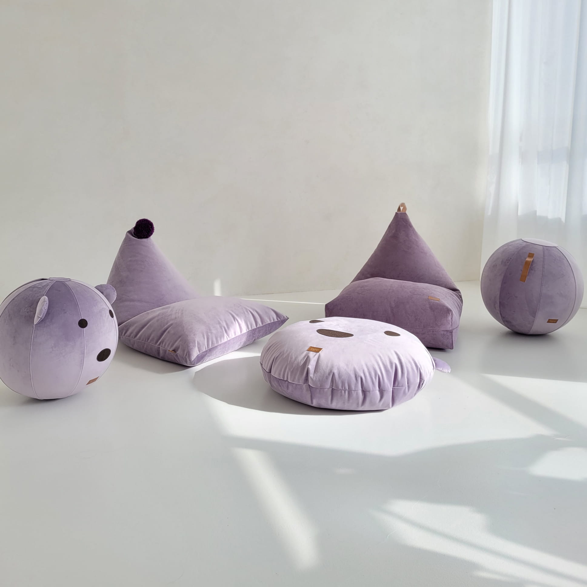 Fayne, seat pouf teddy, purple 