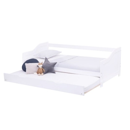 White bed 90x200 with a pull-out extra bed