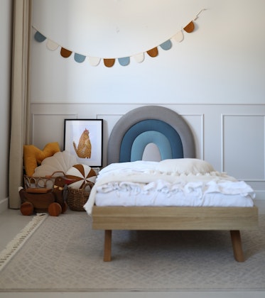 Headboard for the children's bed, Grey / blue rainbow