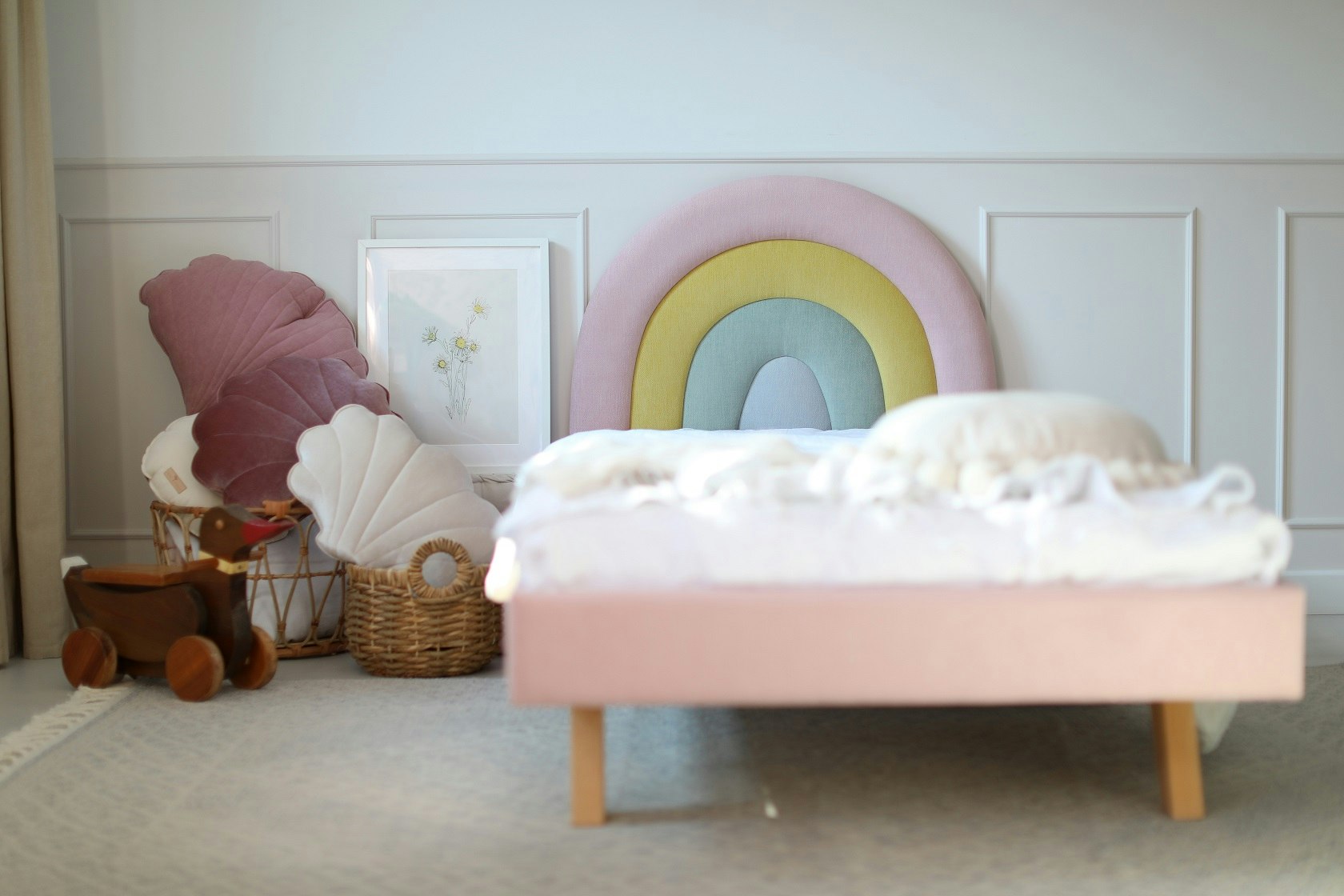 Headboard for the children's bed, Pastel rainbow 