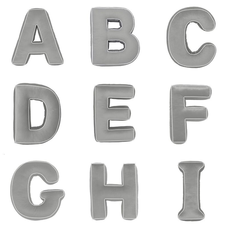 Grey cotton alphabet pillow (optional letter) 