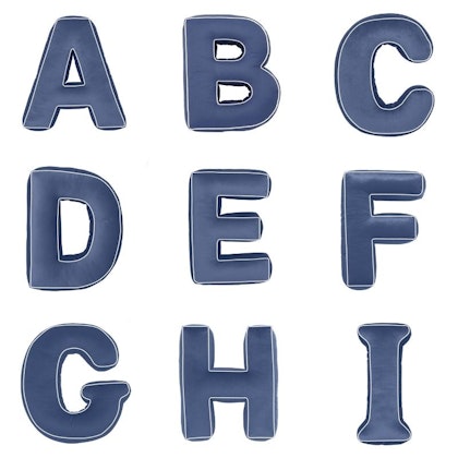 Denim blue cotton alphabet pillow (optional letter)