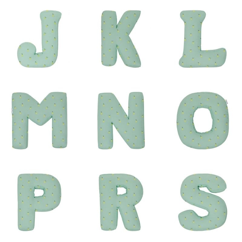 Mint lemon cotton alphabet pillow (optional letter) 