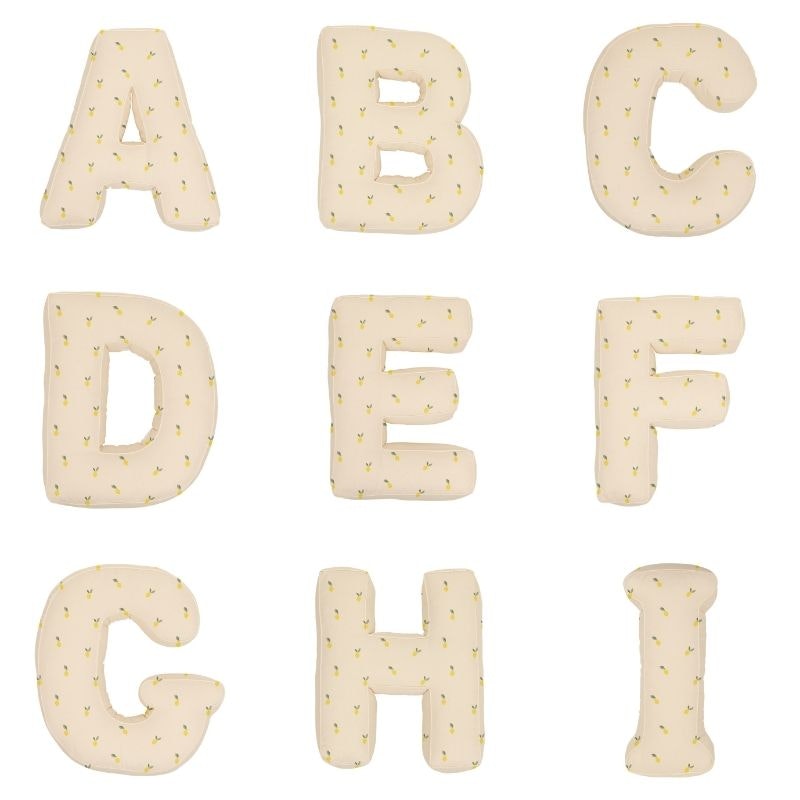 Vanilla lemon cotton alphabet pillow (optional letter) 