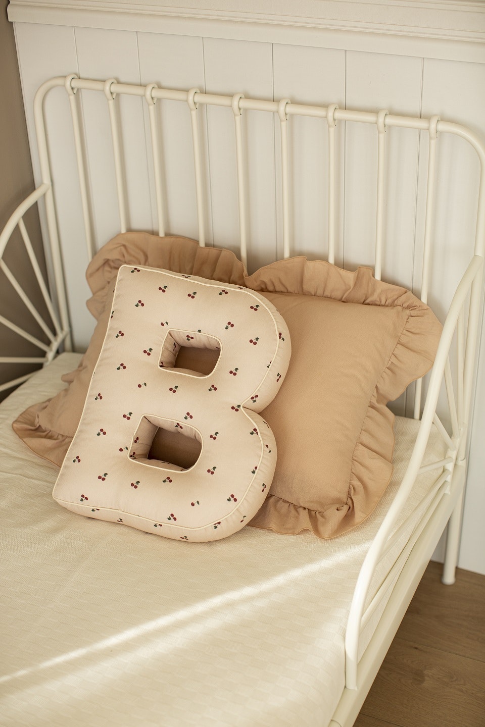 Vanilla cherry cotton alphabet pillow (optional letter) 