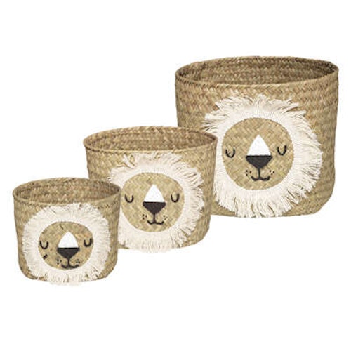 Storage basket lion, set of 3