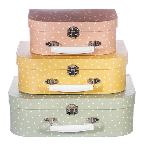 Sass & Belle, storage boxes suitcase Earth Tones Spotted, set of 3