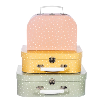 Sass & Belle, storage boxes suitcase Earth Tones Spotted, set of 3