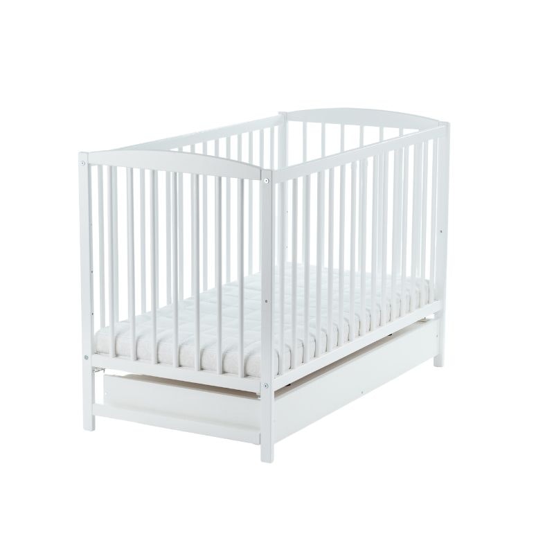 Crib / junior bed with storage box Stella, white Crib / junior bed with storage box Stella, white