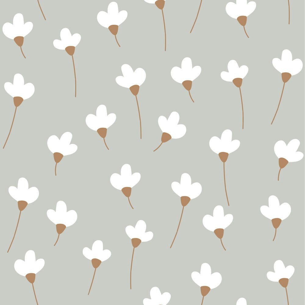 Dekornik, Wallpaper Daisies On Grey 