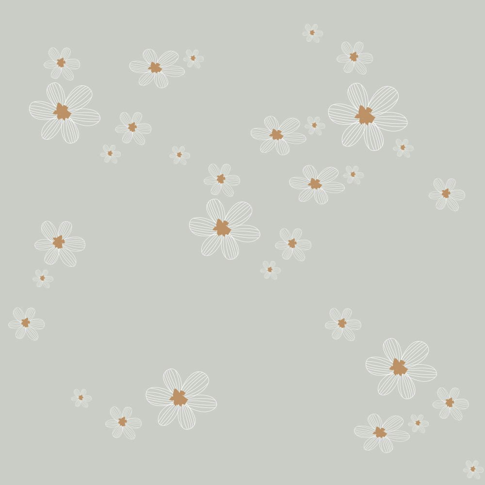 Dekornik, wallpaper Graphic Flowers on Grey Background 