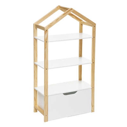 Bookcase with storage box, white / nature house