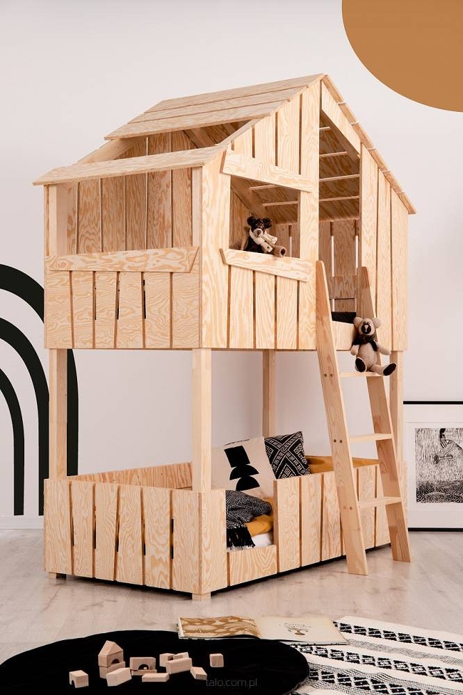 Våningssäng trädkoja, Ted Natur våningssäng i form av en trädkoja i ett barnrum