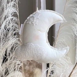 Cotton & Sweets, sängmobil väggdekoration vit måne