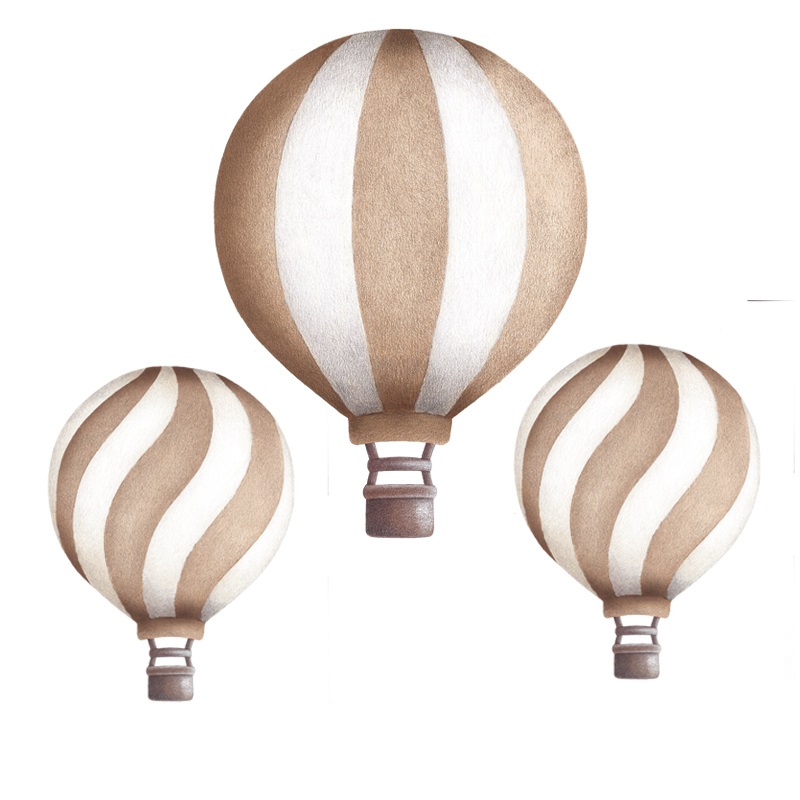 Bruna luftballonger vintage väggklistermärken, Stickstay Väggklistermärke i form av bruna luftballonger