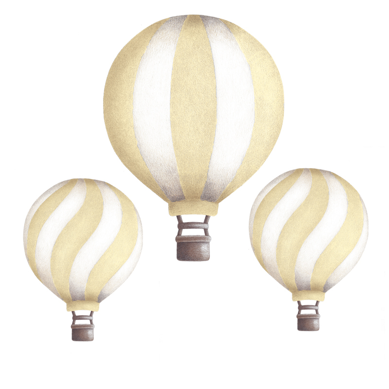 Citrongula luftballonger vintage väggklistermärken, Stickstay Väggklistermärke i form av gula luftballonger